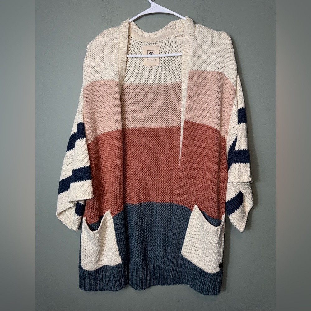 Rip Curl Women’s Colorblock Open Front Cardigan Sweater Wide Arms  Size XS‎